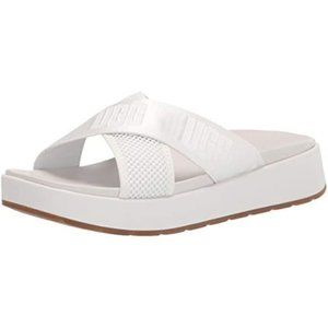 UGG Emily Mesh Slides Cross Strap Sandals Slip On Platform White Size 8 NEW